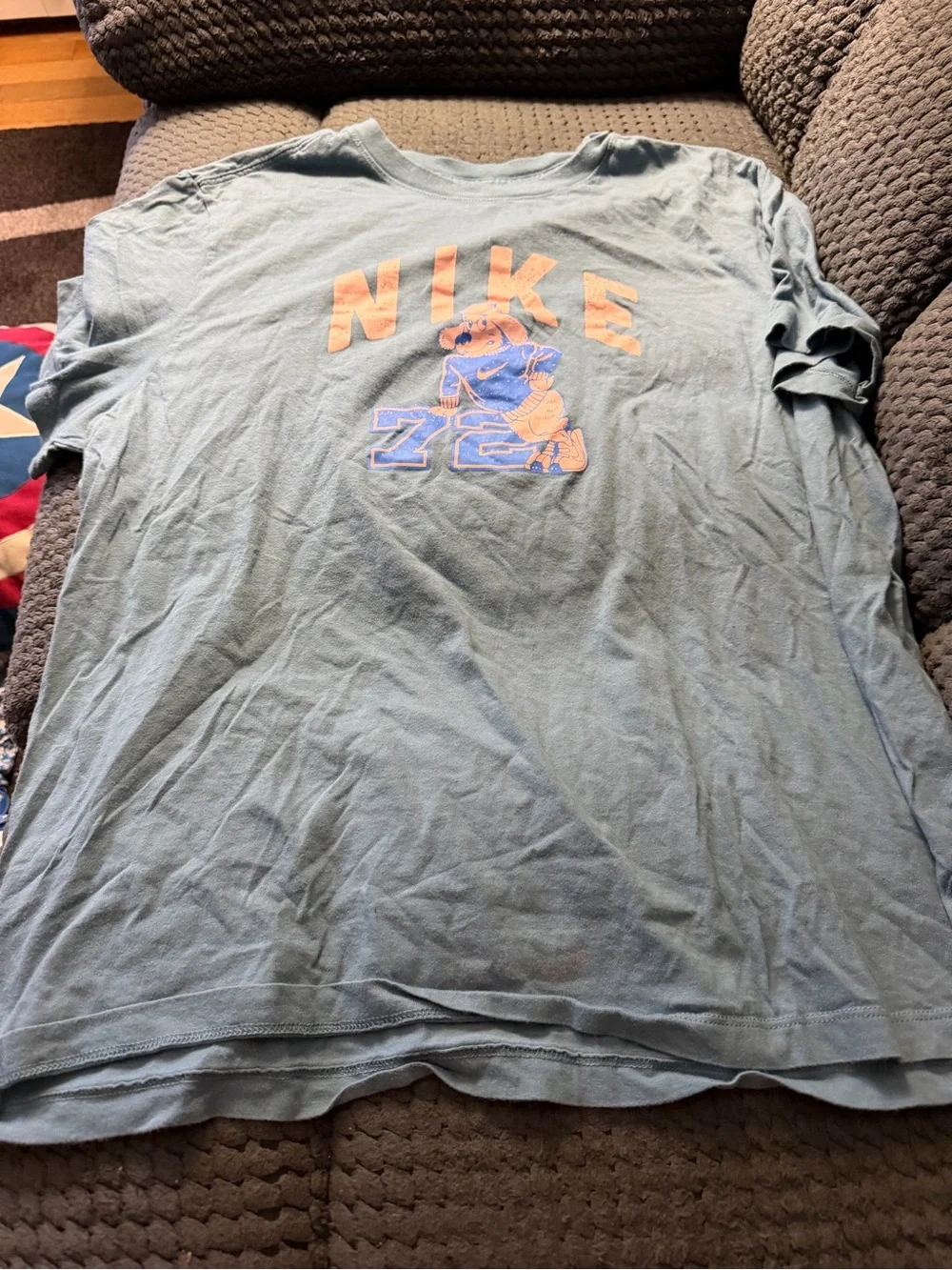 Nike Short-Sleeve Graphic Tee in Slate Blue with Cream Print